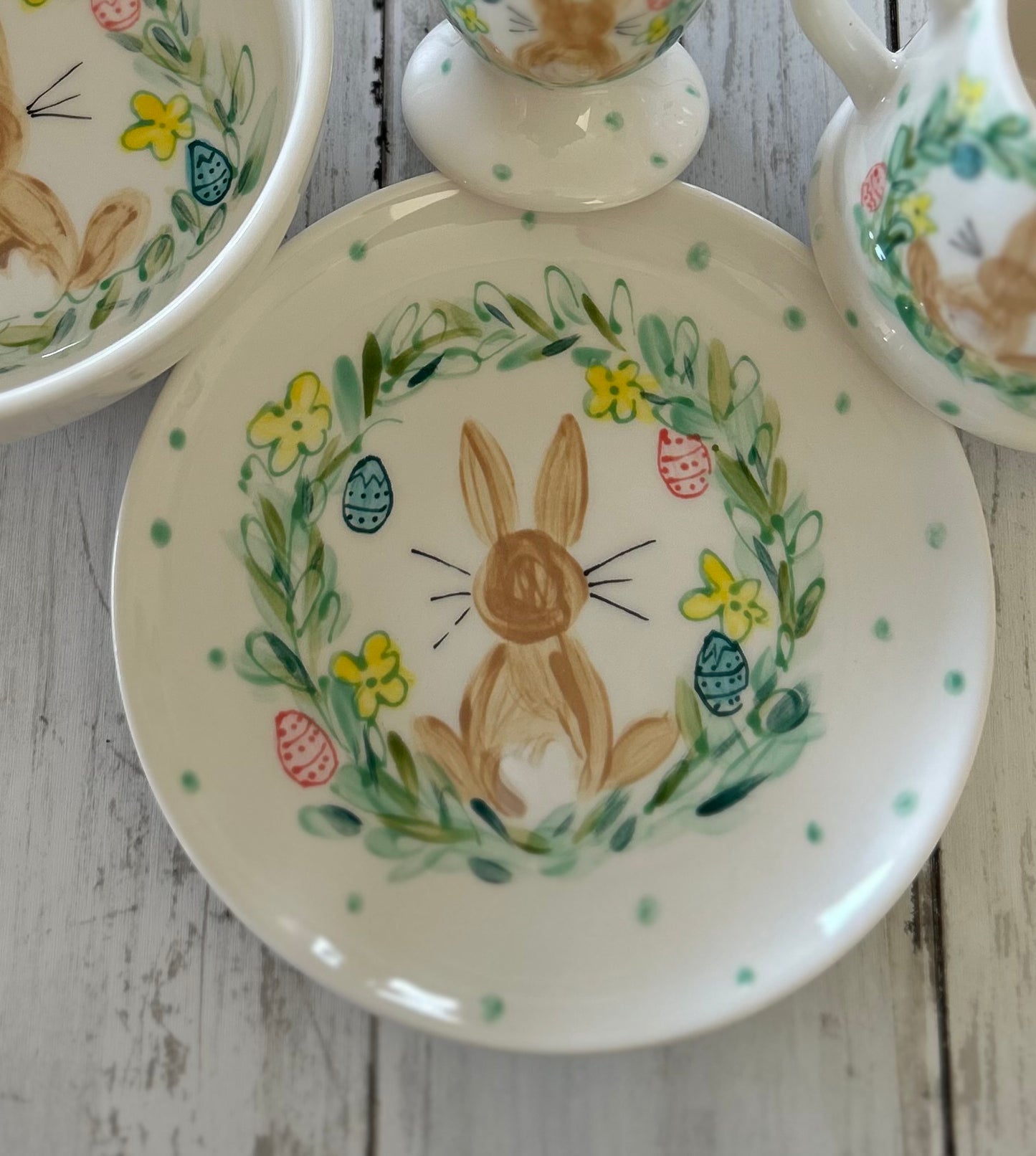 Personalised Bunny Wreath plate