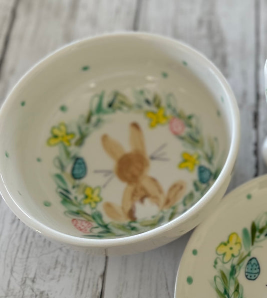 Personalised bunny wreath bowl